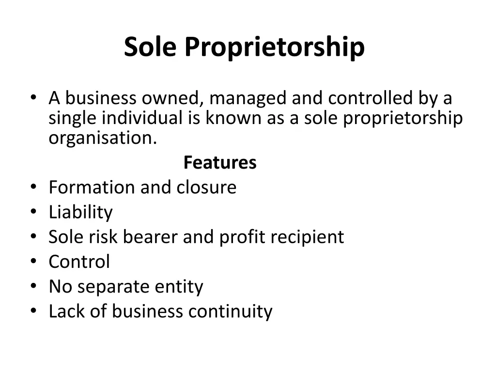 sole proprietorship