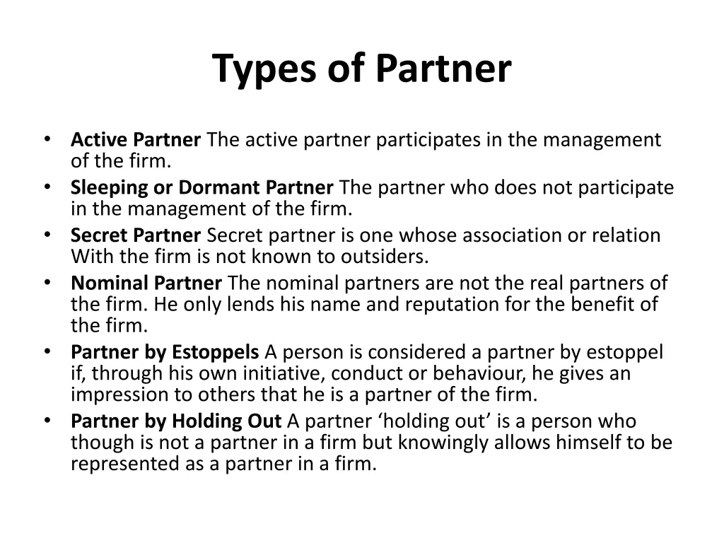 types of partner