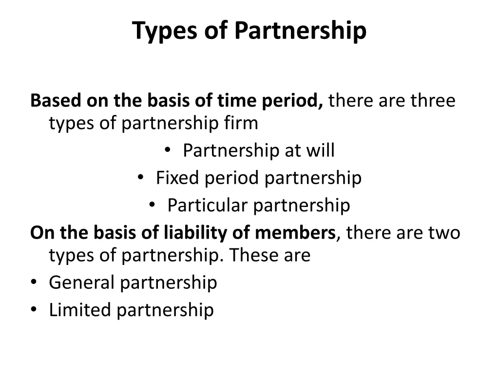 types of partnership