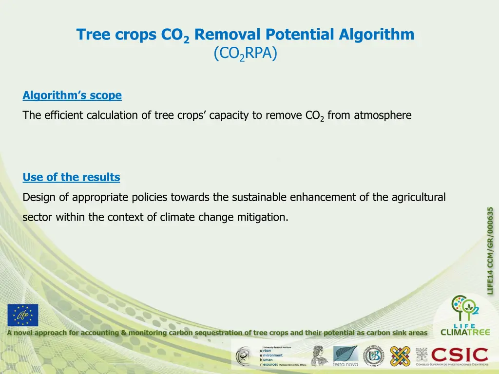 tree crops co 2 removal potential algorithm