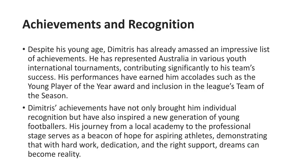 achievements and recognition