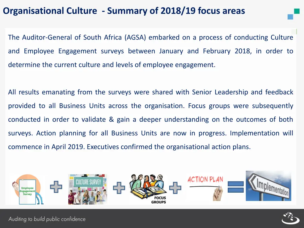 organisational culture summary of 2018 19 focus