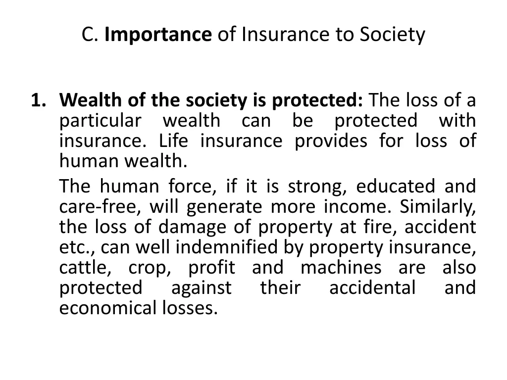 c importance of insurance to society