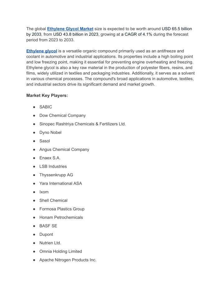 the global ethylene glycol market size