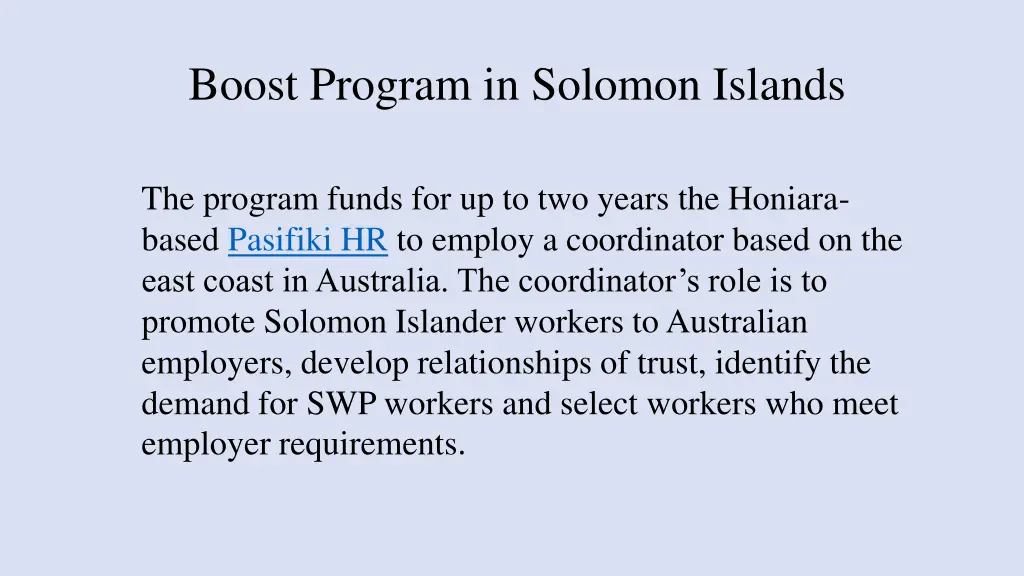 boost program in solomon islands