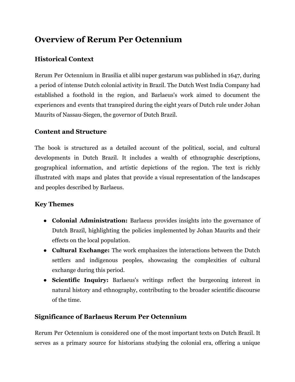 overview of rerum per octennium