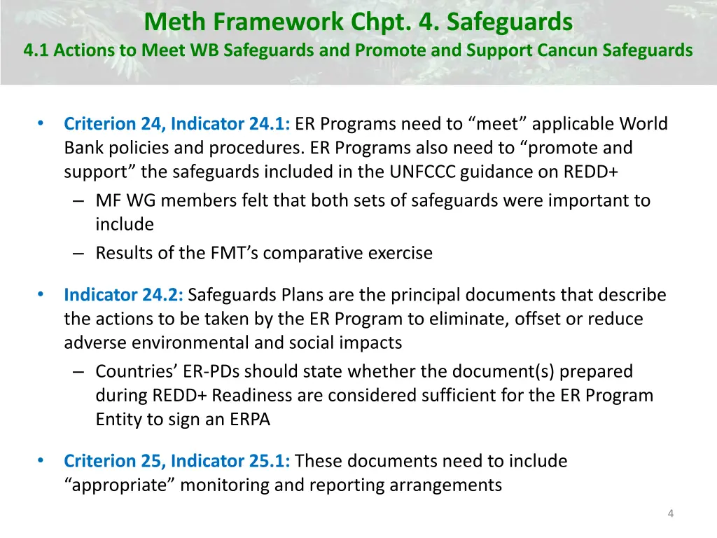 meth framework chpt 4 safeguards 4 1 actions