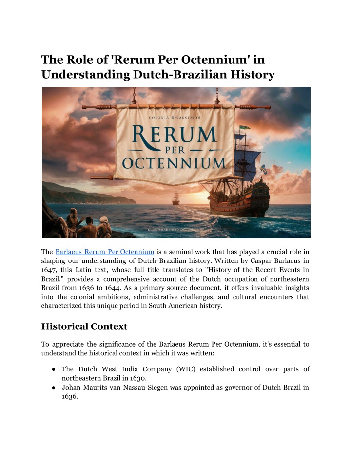 the role of rerum per octennium in understanding