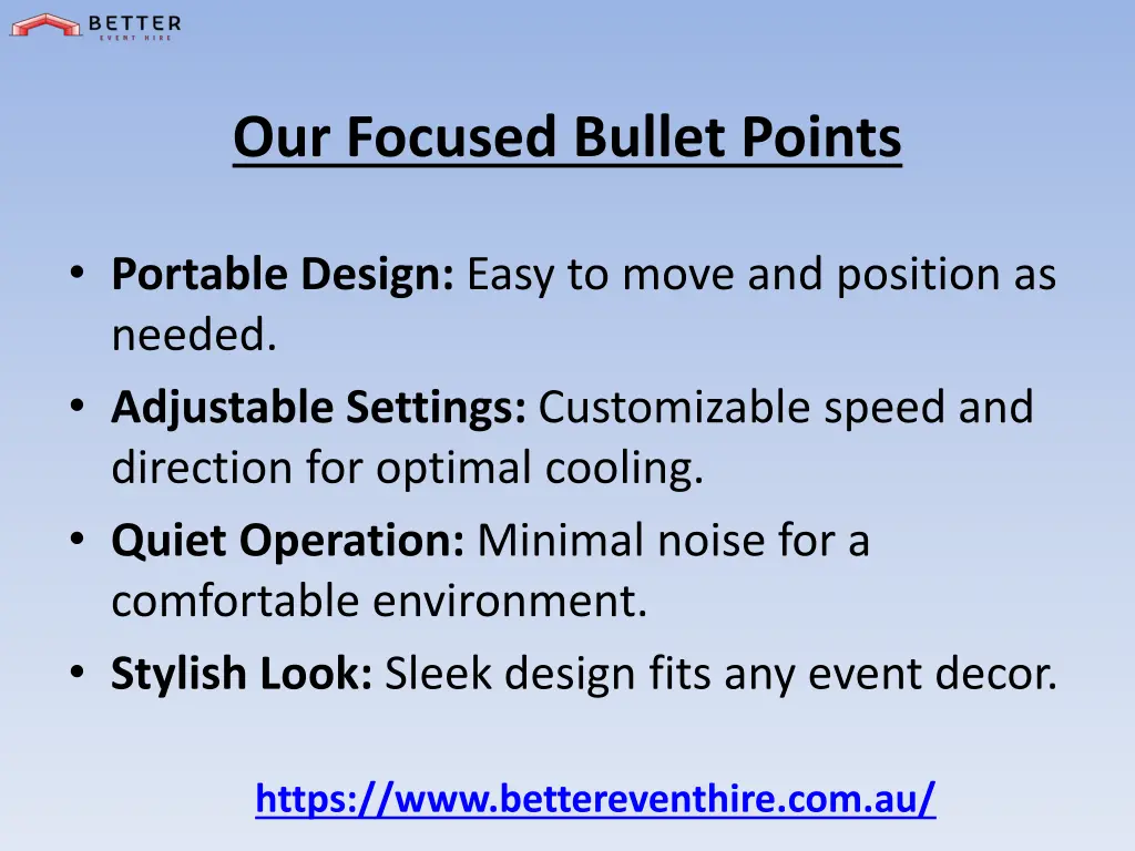 our focused bullet points