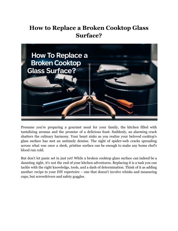 how to replace a broken cooktop glass surface