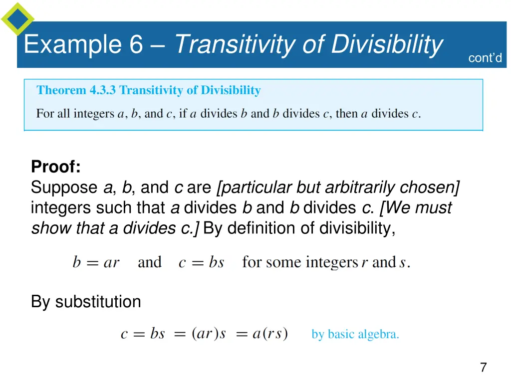 example 6 transitivity of divisibility