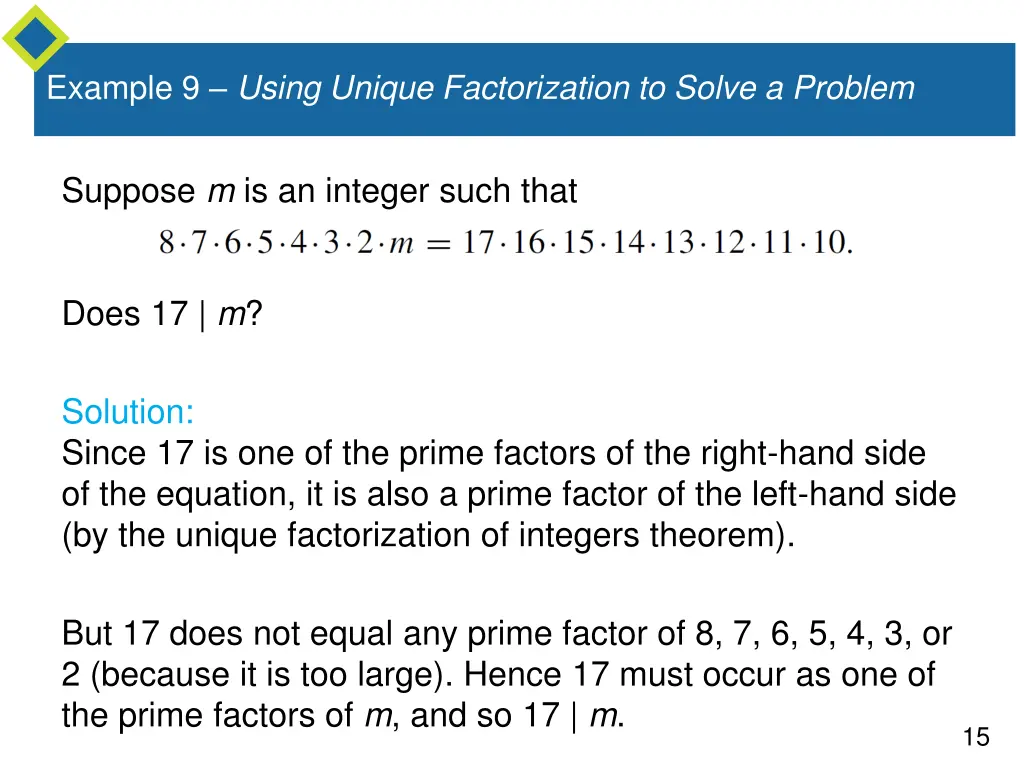 example 9 using unique factorization to solve