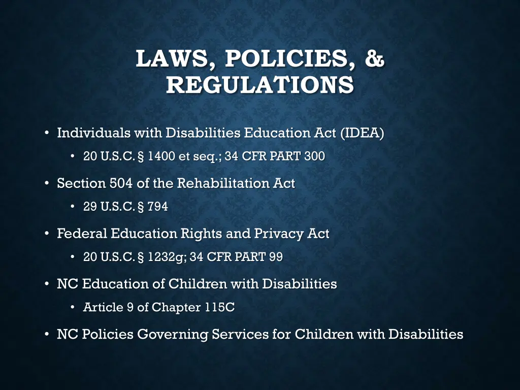 laws policies regulations