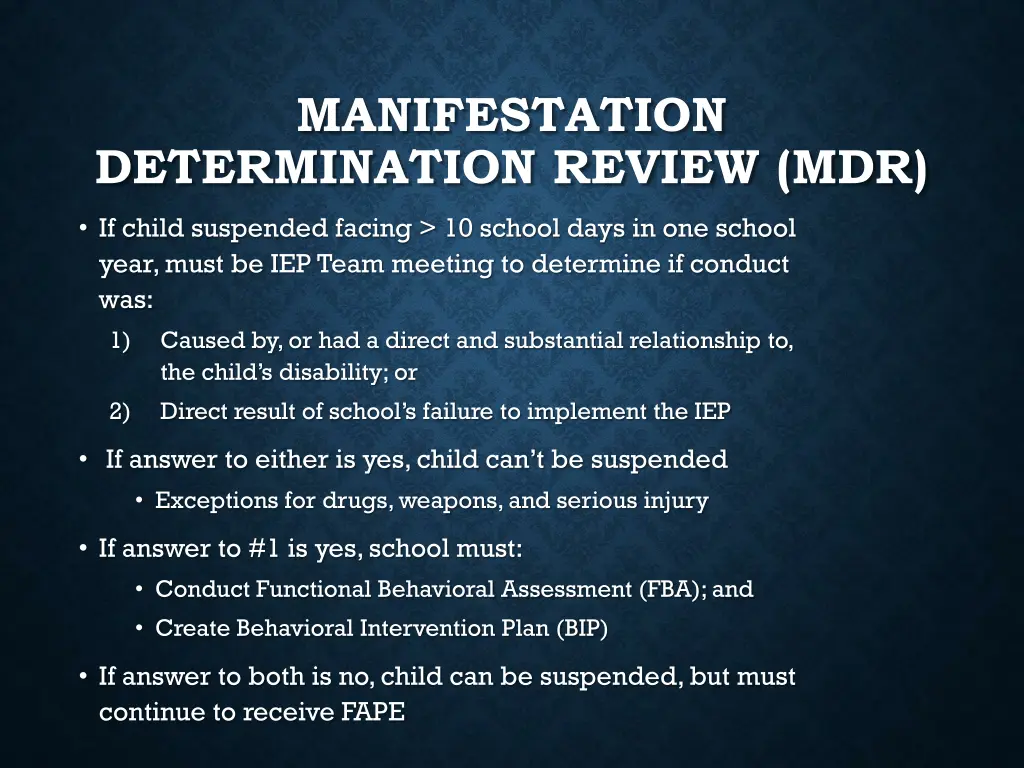 manifestation determination review mdr