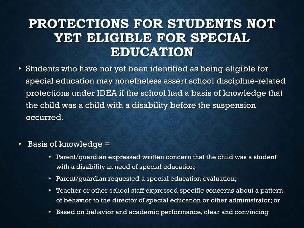 protections for students not yet eligible