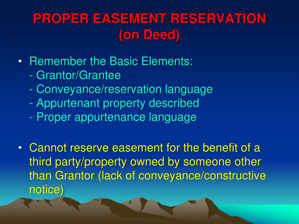 proper easement reservation on deed