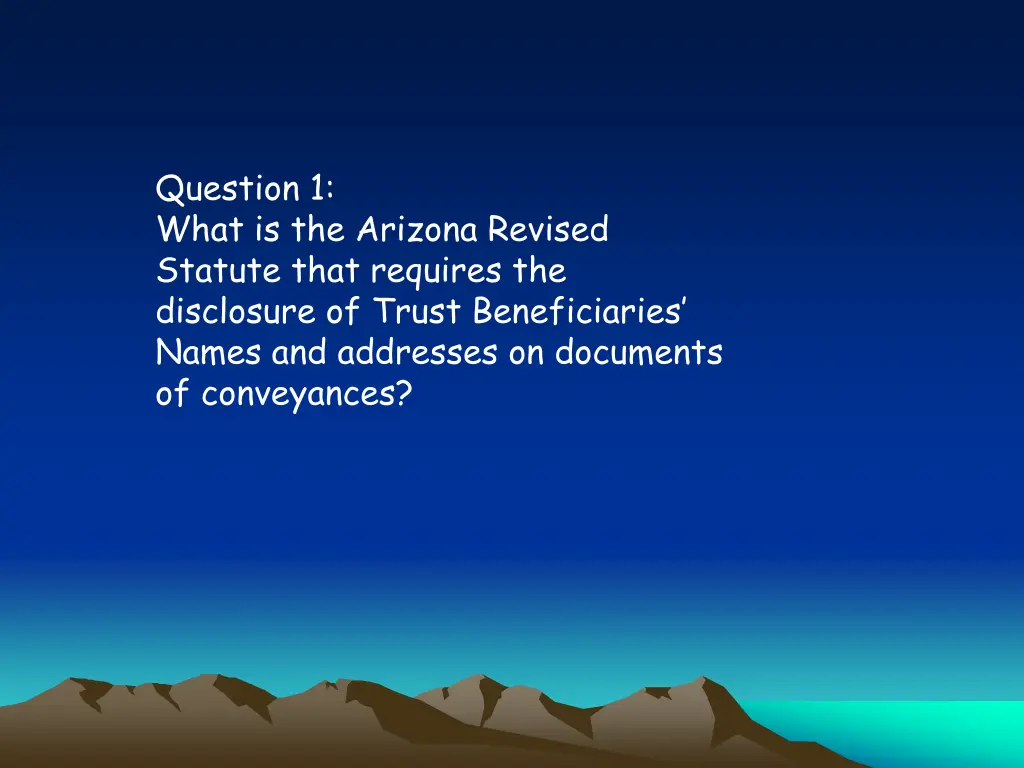 question 1 what is the arizona revised statute