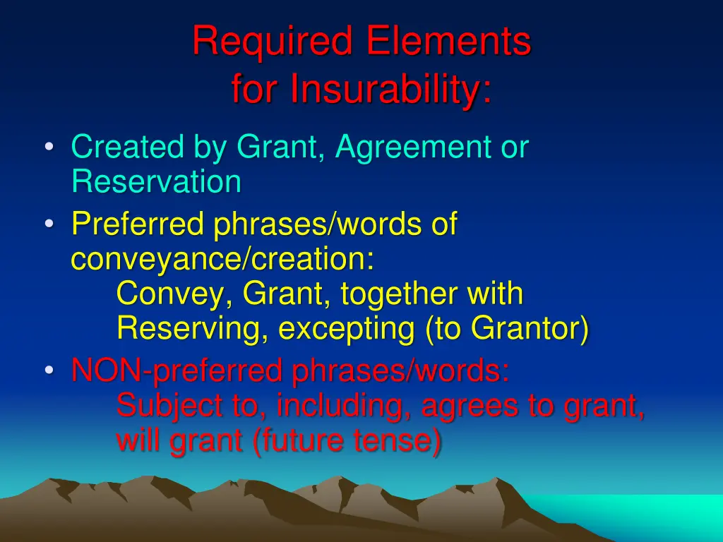 required elements for insurability created