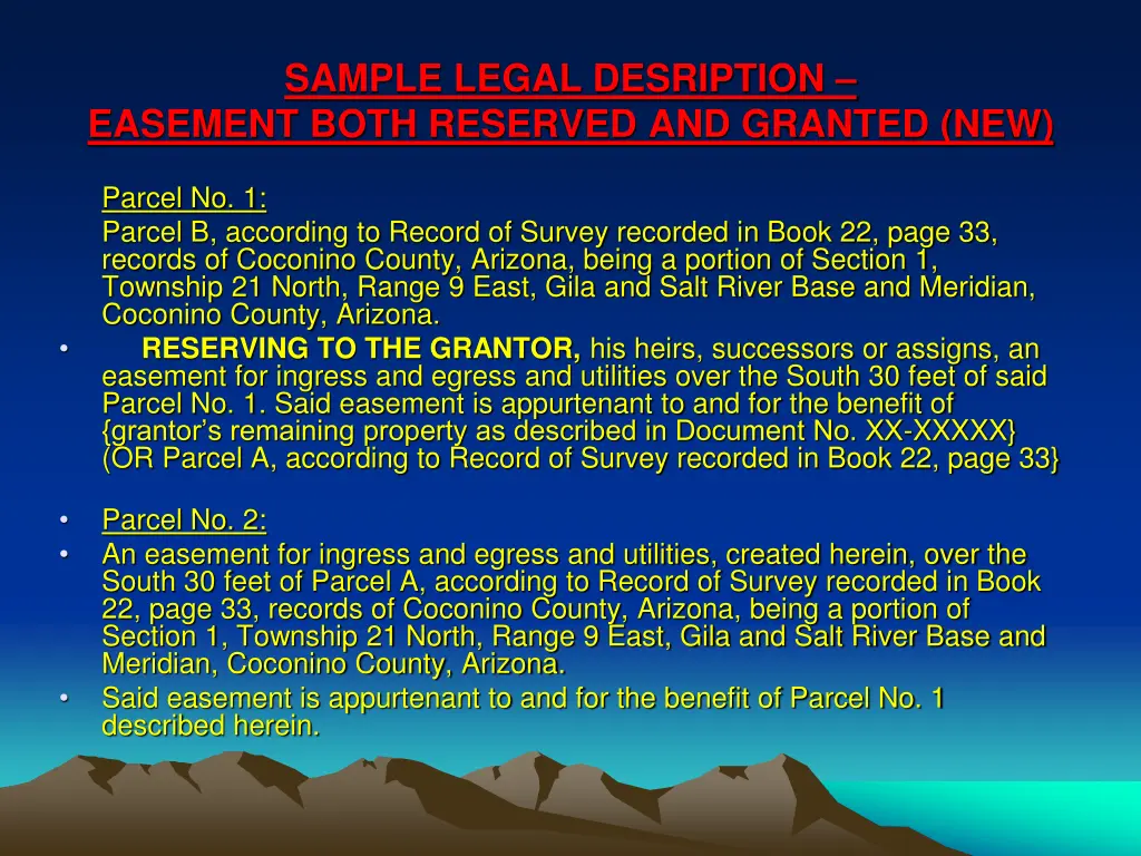 sample legal desription easement both reserved