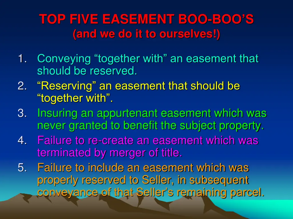 top five easement