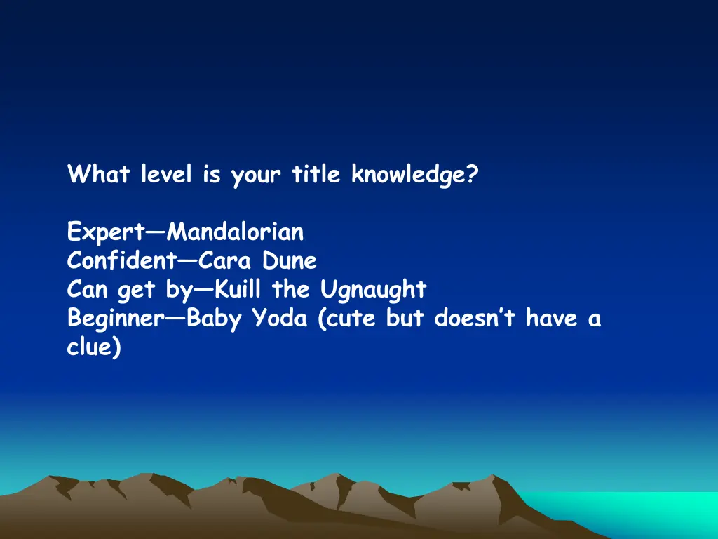 what level is your title knowledge