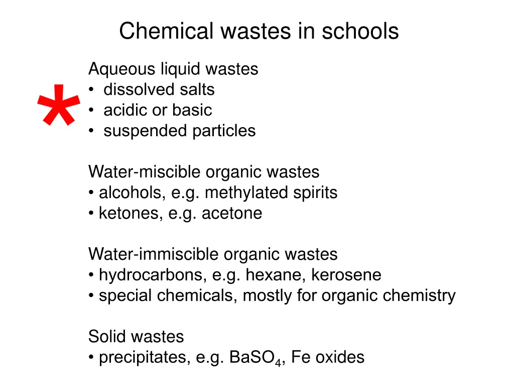 chemical wastes in schools