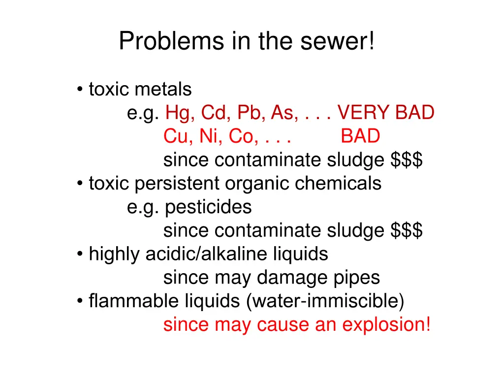 problems in the sewer