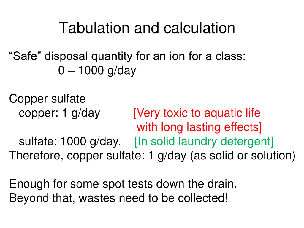 tabulation and calculation