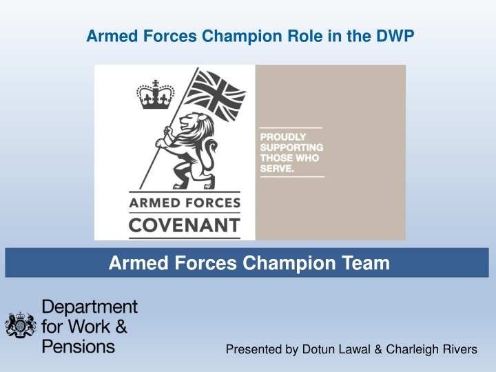 armed forces champion role in the dwp