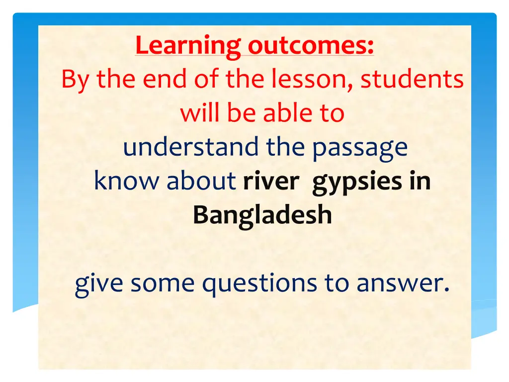 learning outcomes by the end of the lesson