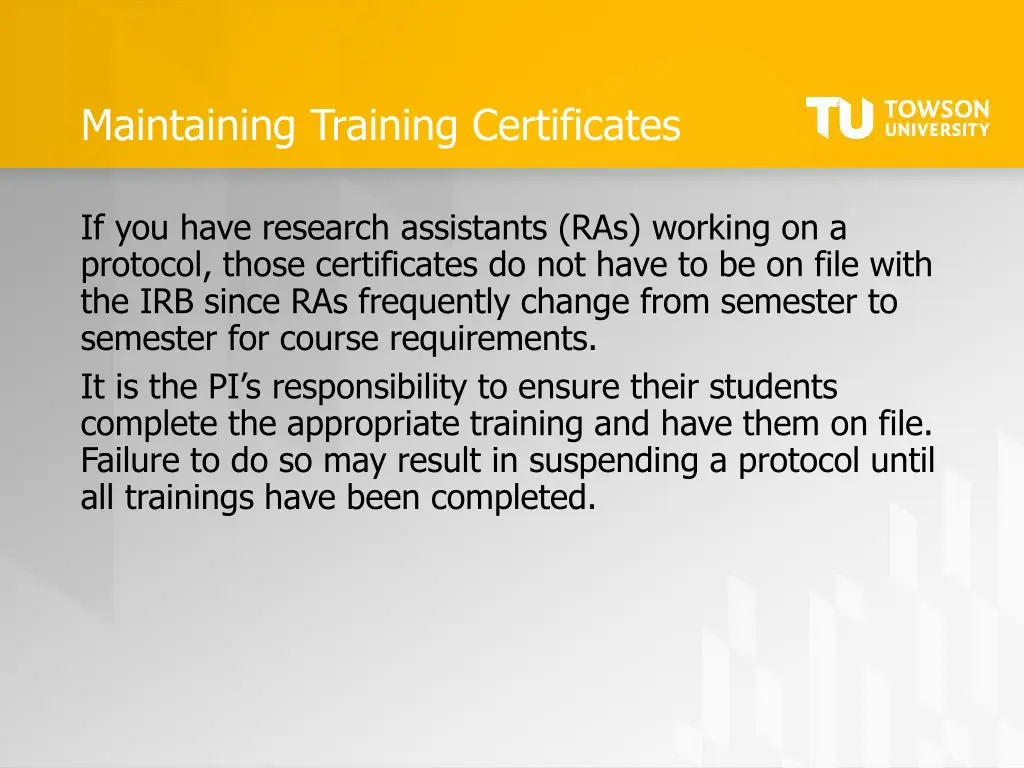 maintaining training certificates