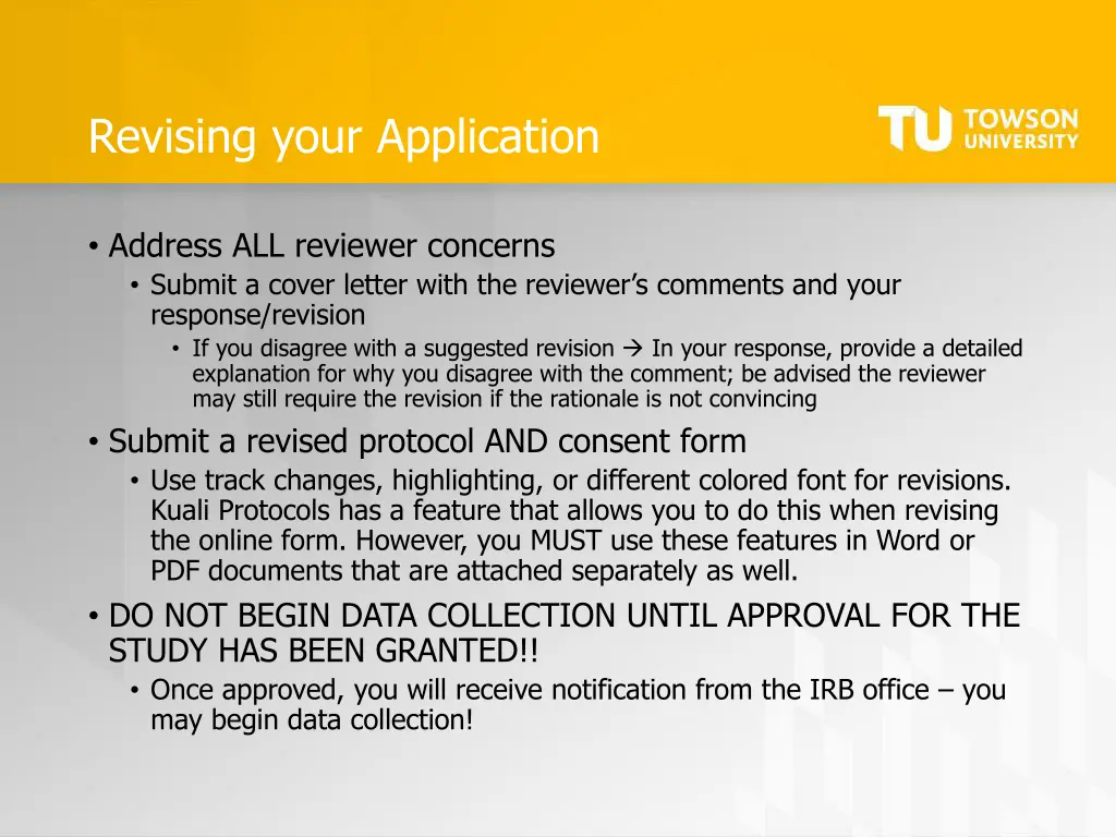 revising your application