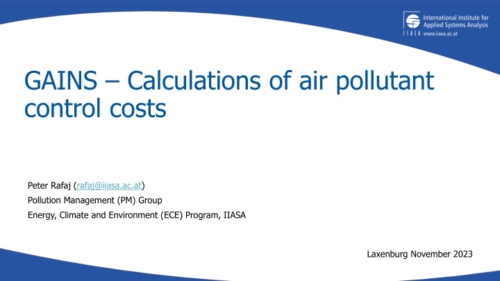 gains calculations of air pollutant control costs