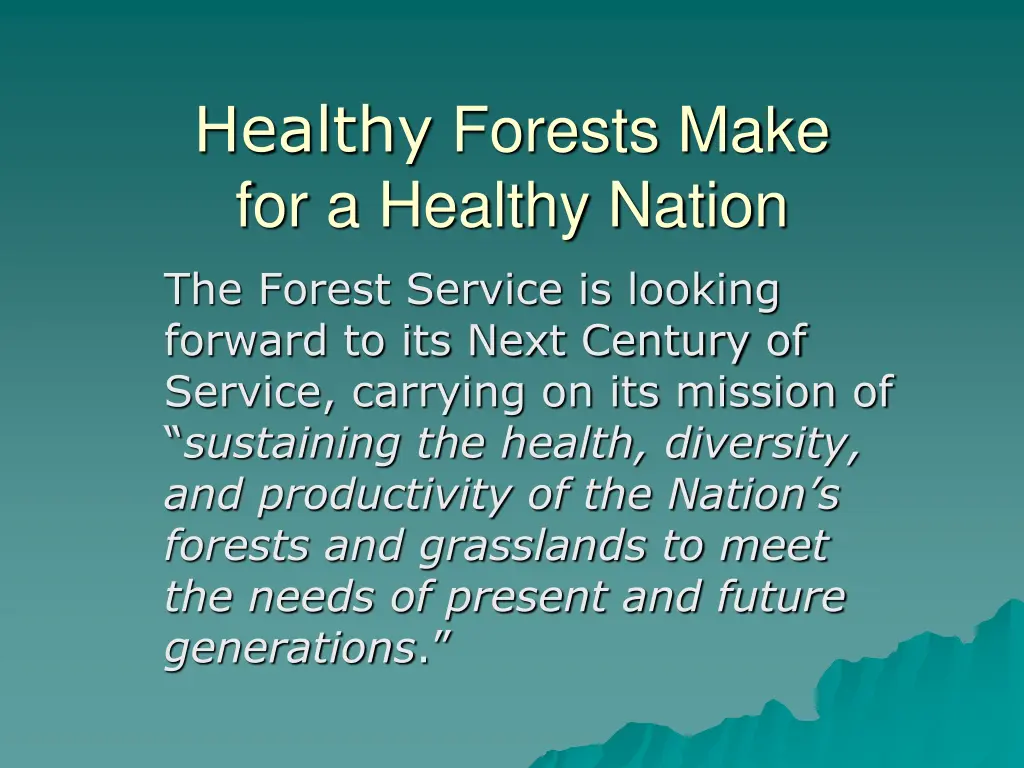 healthy forests make for a healthy nation