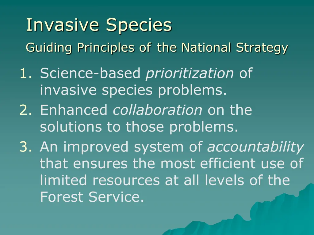 invasive species guiding principles