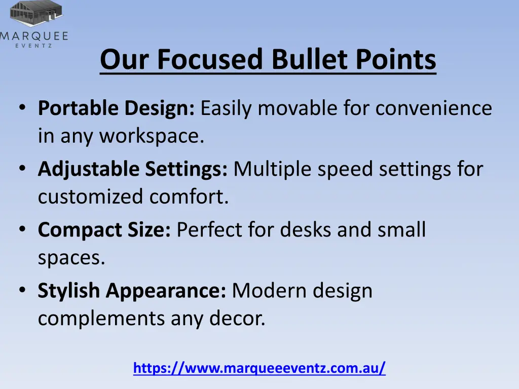 our focused bullet points