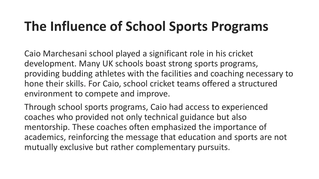 the influence of school sports programs