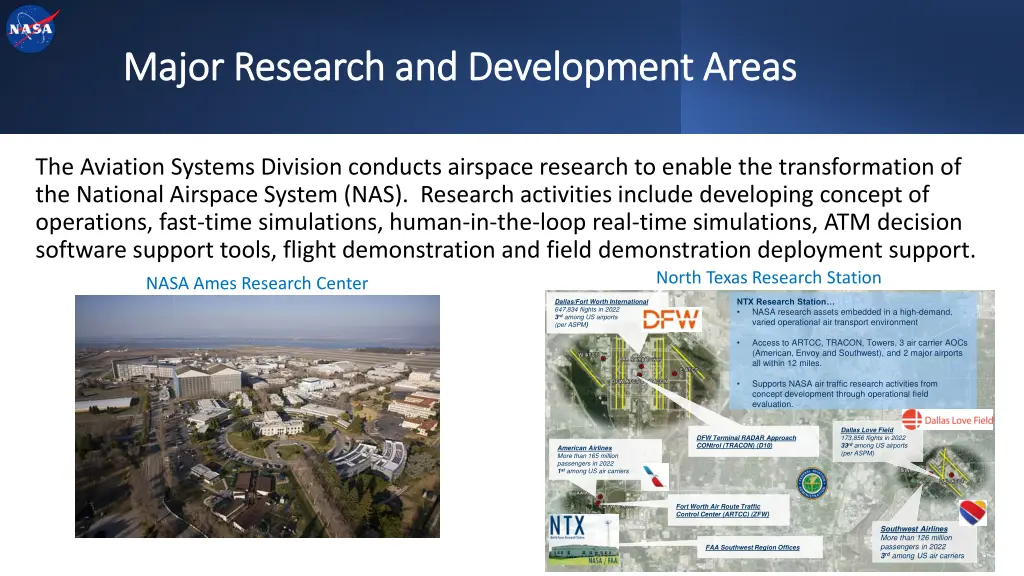major research and development areas major