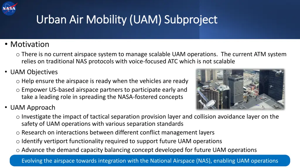 urban air mobility uam subproject urban