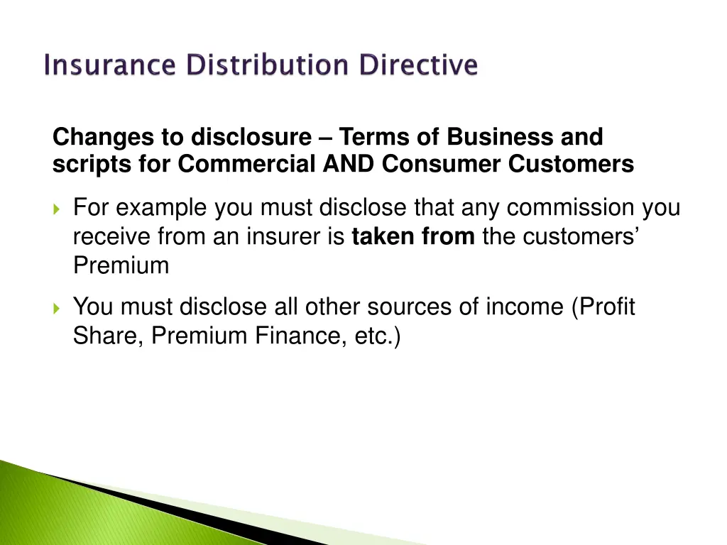 changes to disclosure terms of business 1