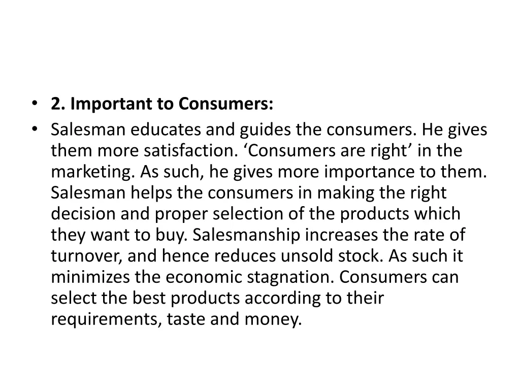 2 important to consumers salesman educates