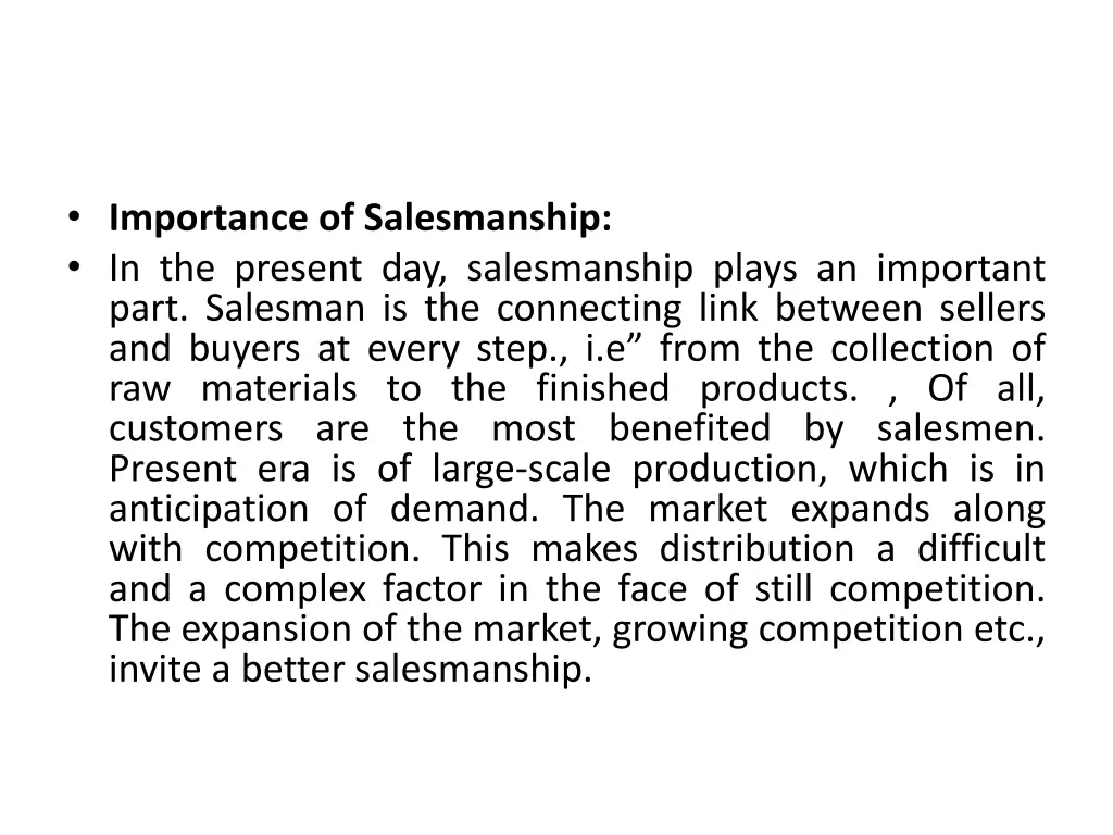 importance of salesmanship in the present