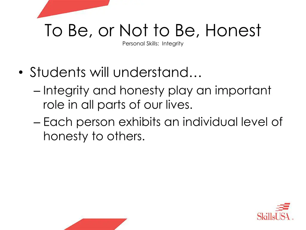 to be or not to be honest personal skills 1