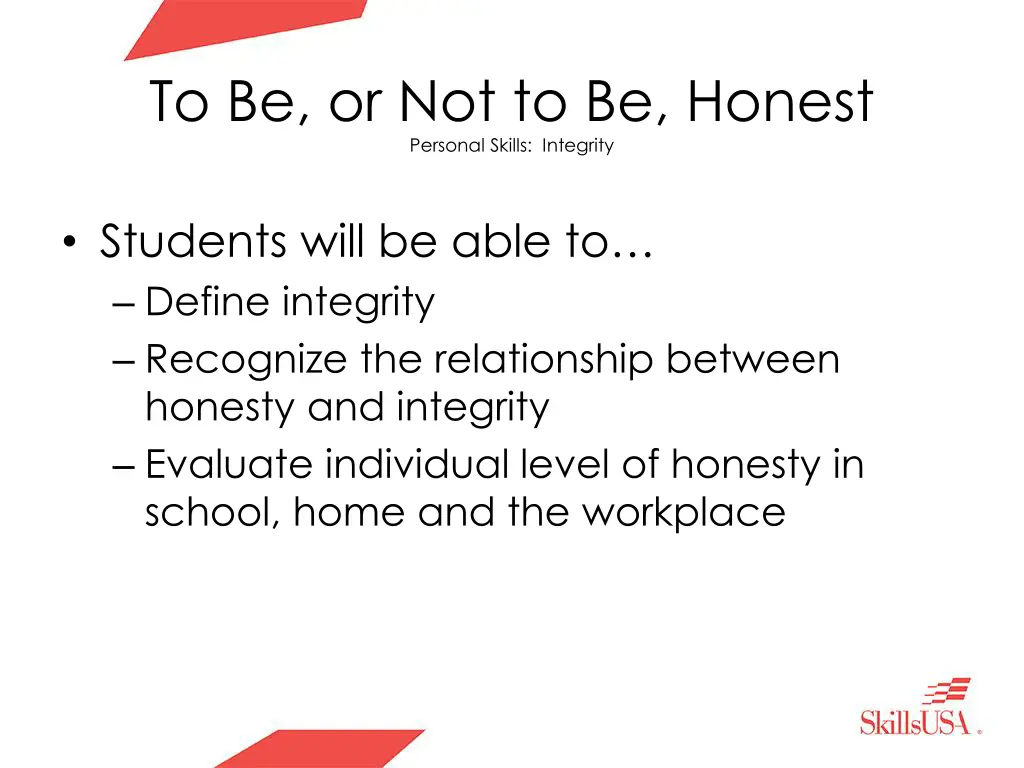 to be or not to be honest personal skills 3