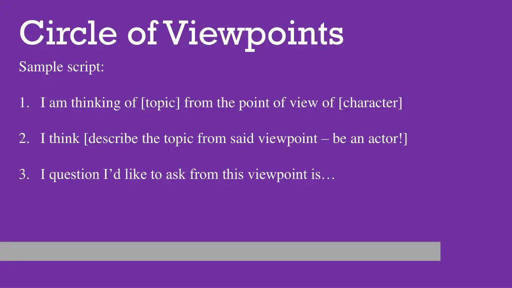 circle of viewpoints sample script