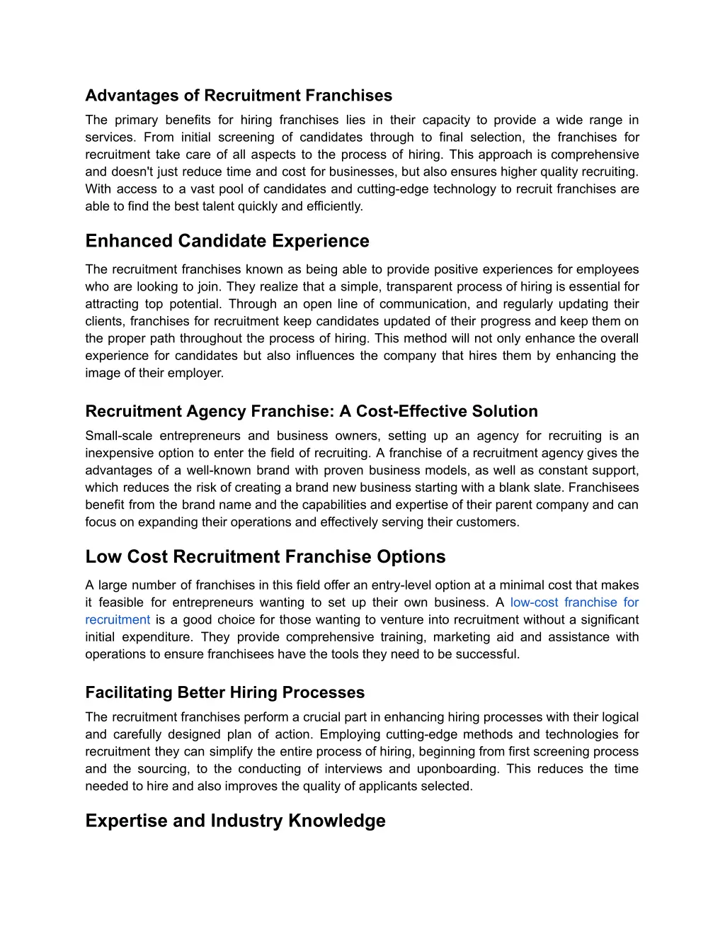 advantages of recruitment franchises