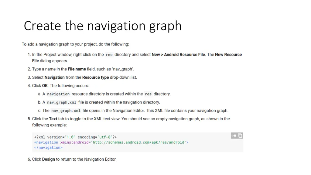 create the navigation graph