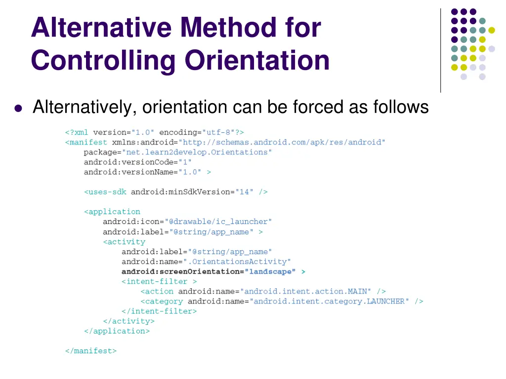 alternative method for controlling orientation