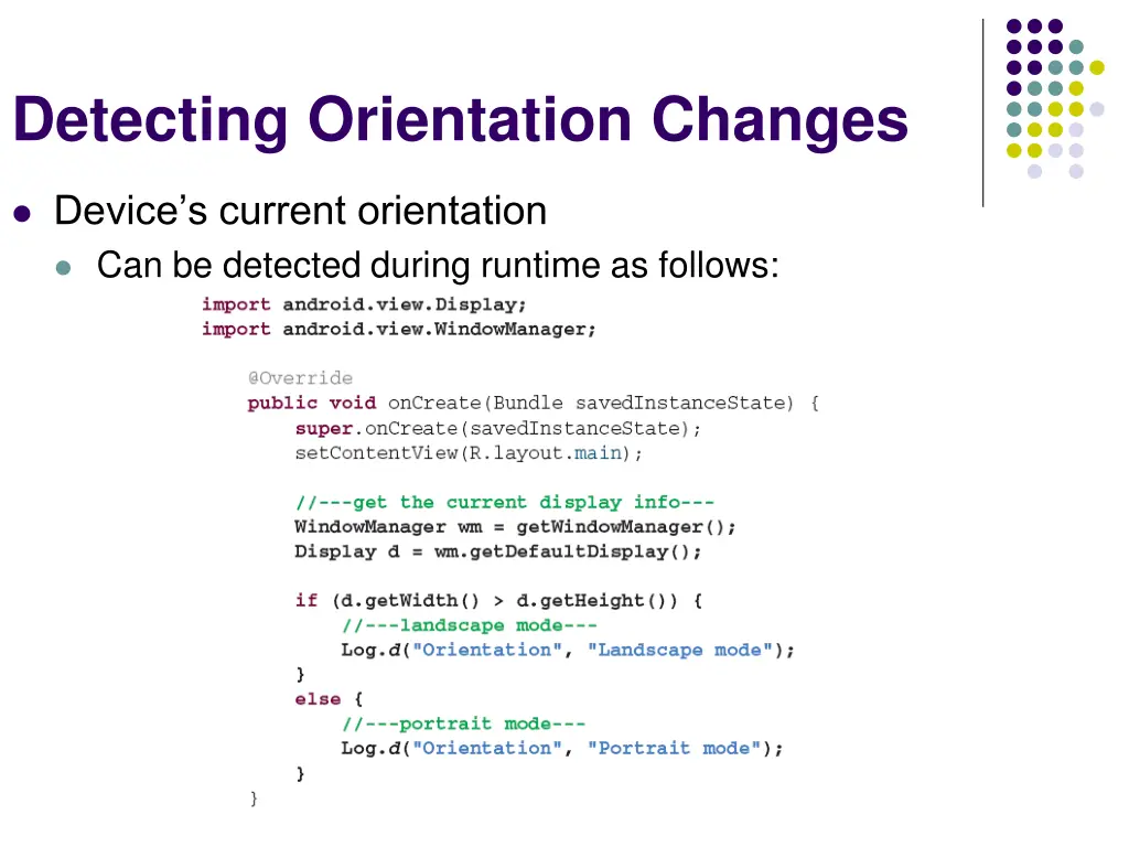 detecting orientation changes