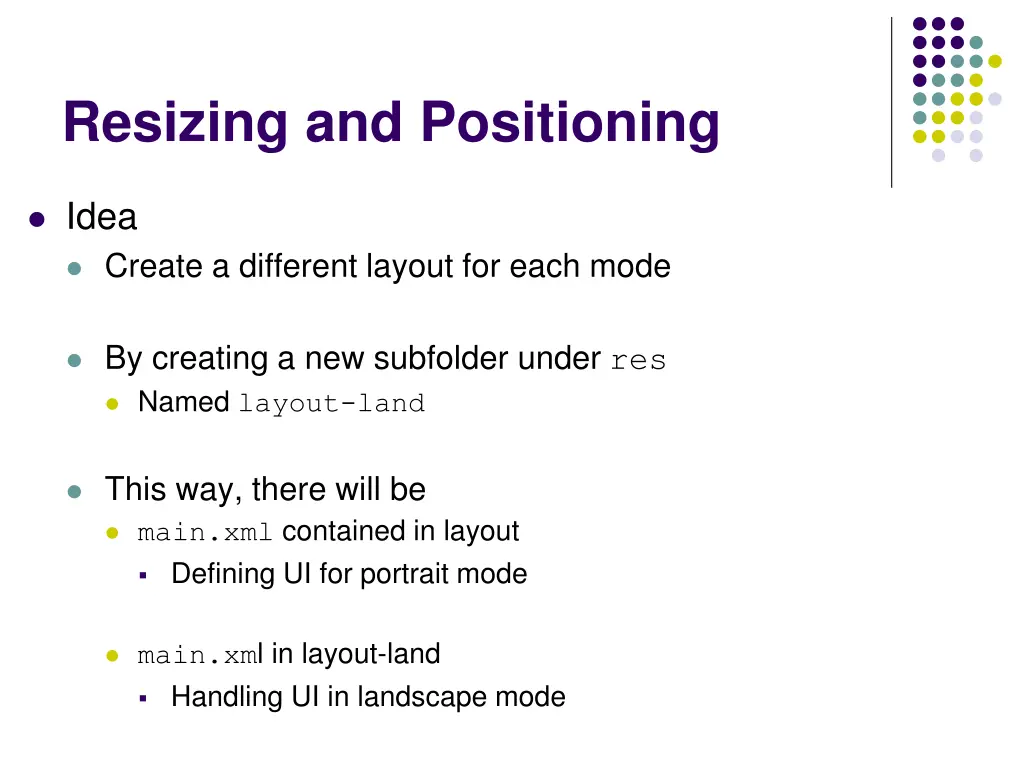 resizing and positioning